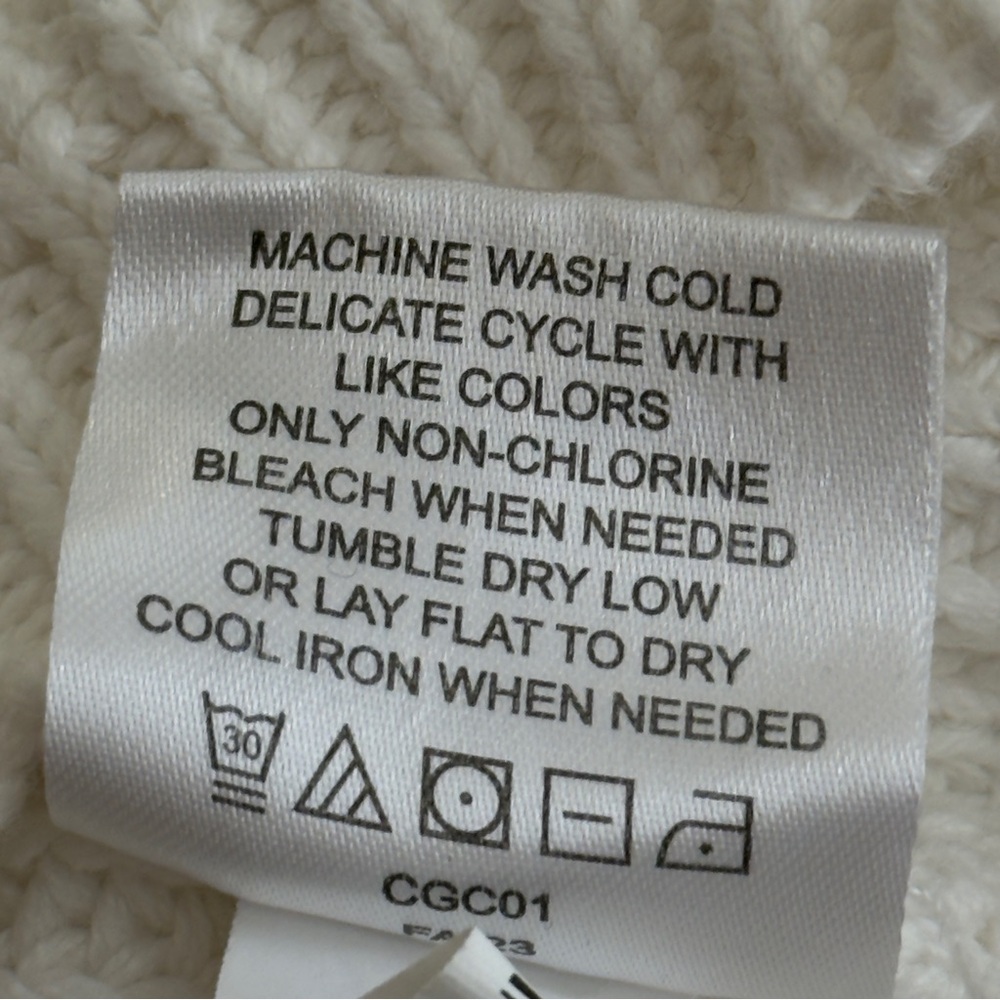 Quince Ivory 100% Organic Cotton 
Fisherman Crew Sweater - Picture 8 of 9